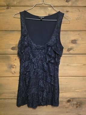 Express Navy Lace Scoop Tank